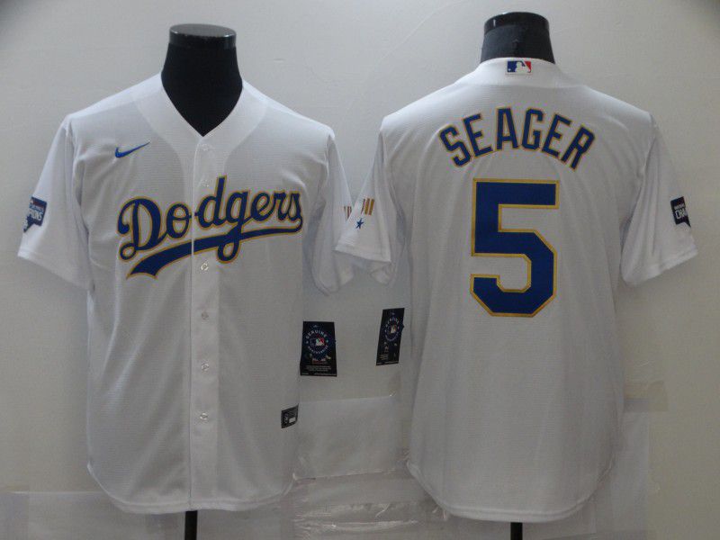 Men Los Angeles Dodgers #5 Seager White Game 2021 Nike MLB Jersey